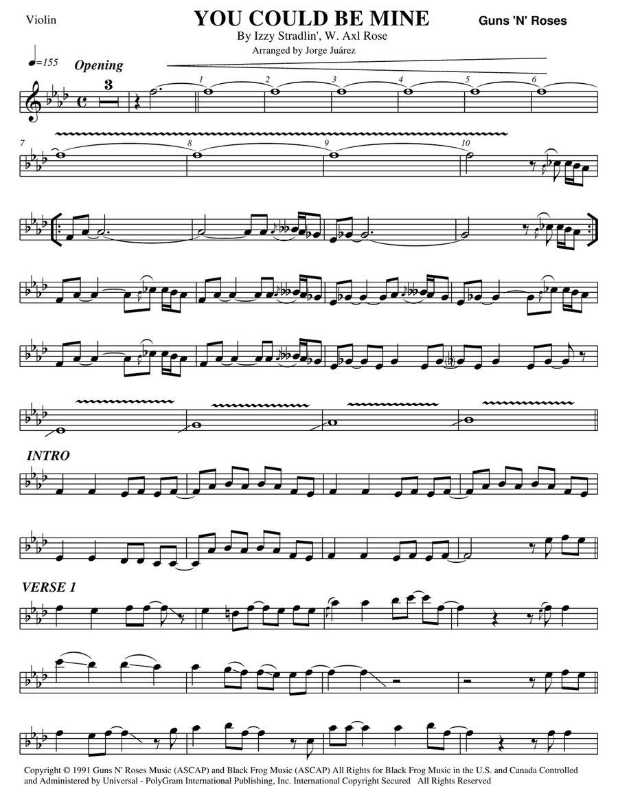 You Could Be Mine Violin Solo scores gallery preview page 1