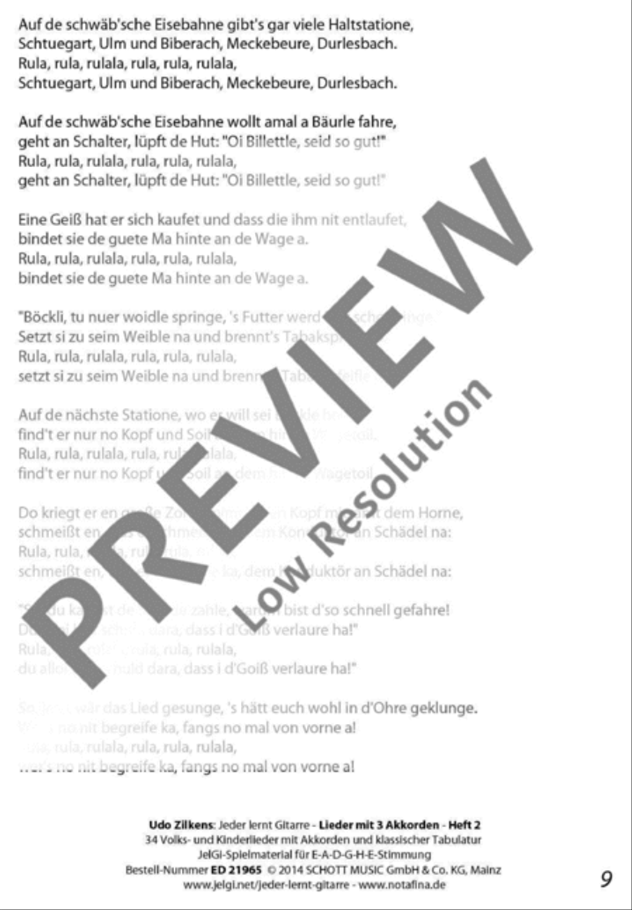 Jeder lernt Gitarre - Lieder mit 3 Akkorden Heft 2 Classical Guitar scores gallery preview page 10