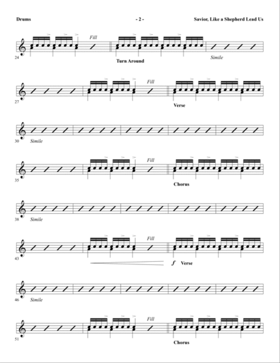 Savior, Like a Shepherd Lead Us (Blessed Jesus) - Drums Choir scores gallery preview page 2