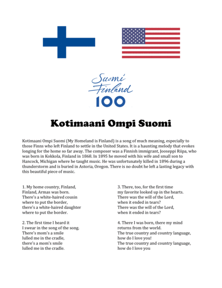 Kotimaani Ompi Suomi (My Homeland is Finland) for Brass Quintet image number null