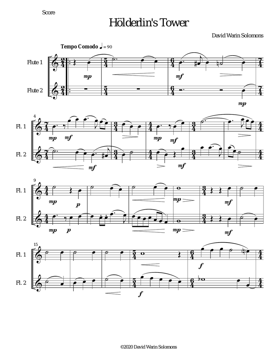 Hölderlin's Tower for flute duo Flute Duet scores gallery preview page 1