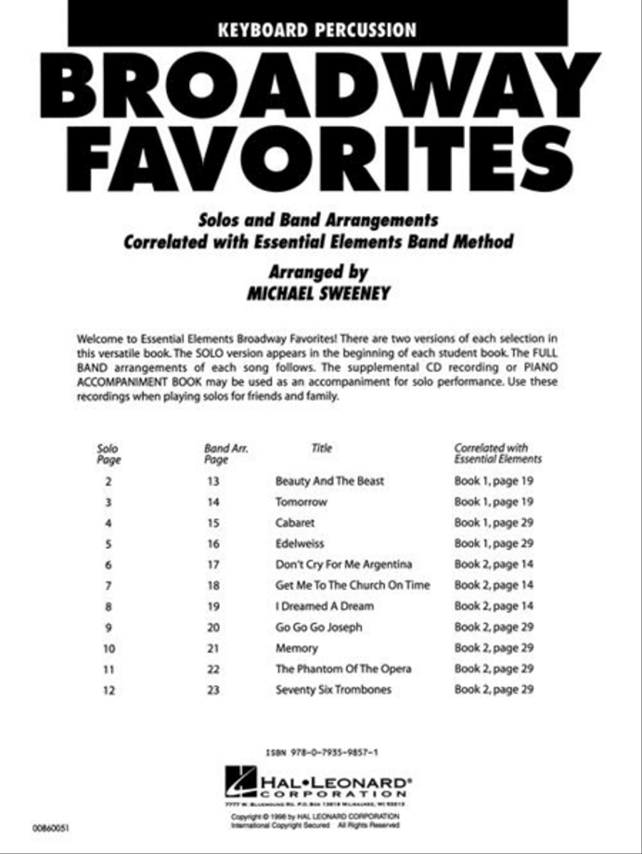 Essential Elements Broadway Favorites Concert Band Methods scores gallery preview page 3