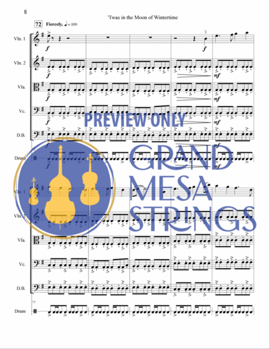 Twas in the Moon of Wintertime Twas in the Moon of Wintertime String Orchestra scores gallery preview page 9