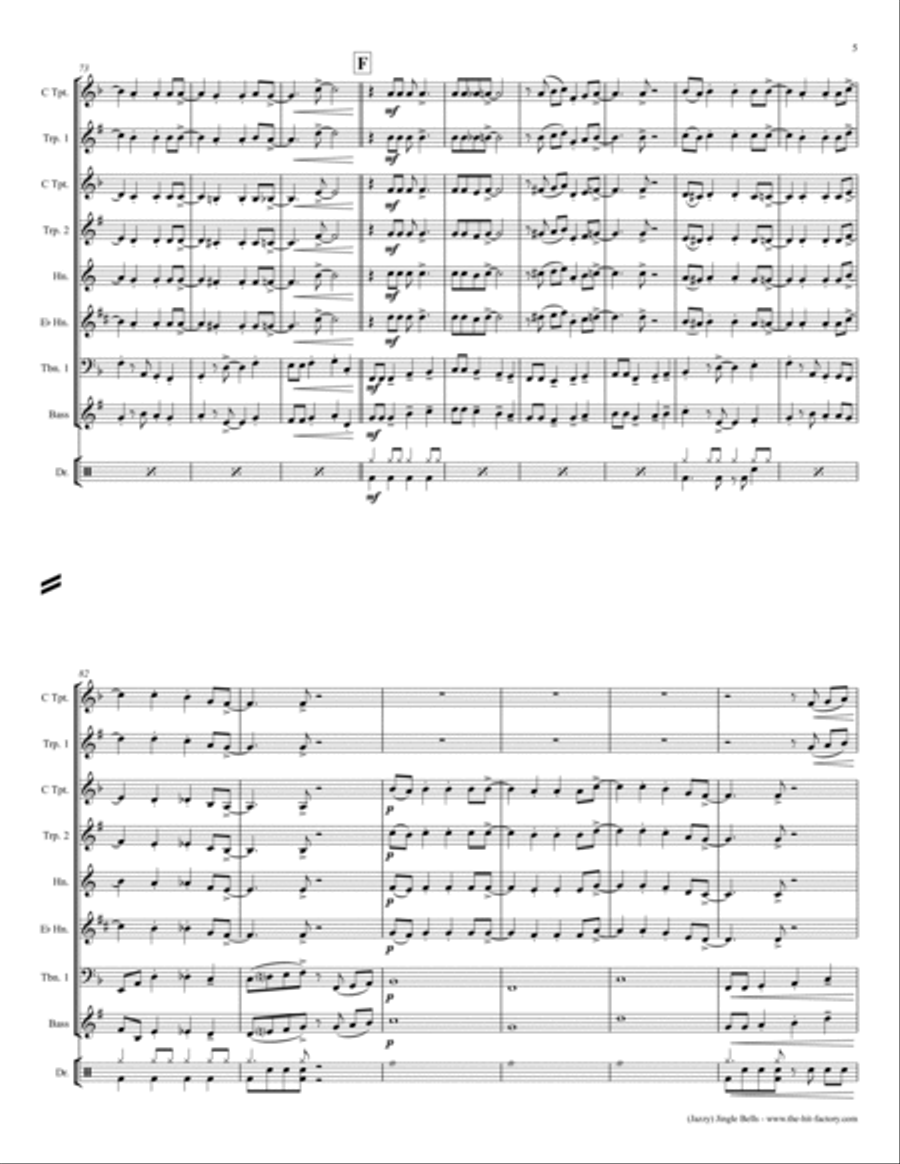 Jazzy Jingle Bells - Christmas Swing - Brass Trio - F Brass Trio scores gallery preview page 6