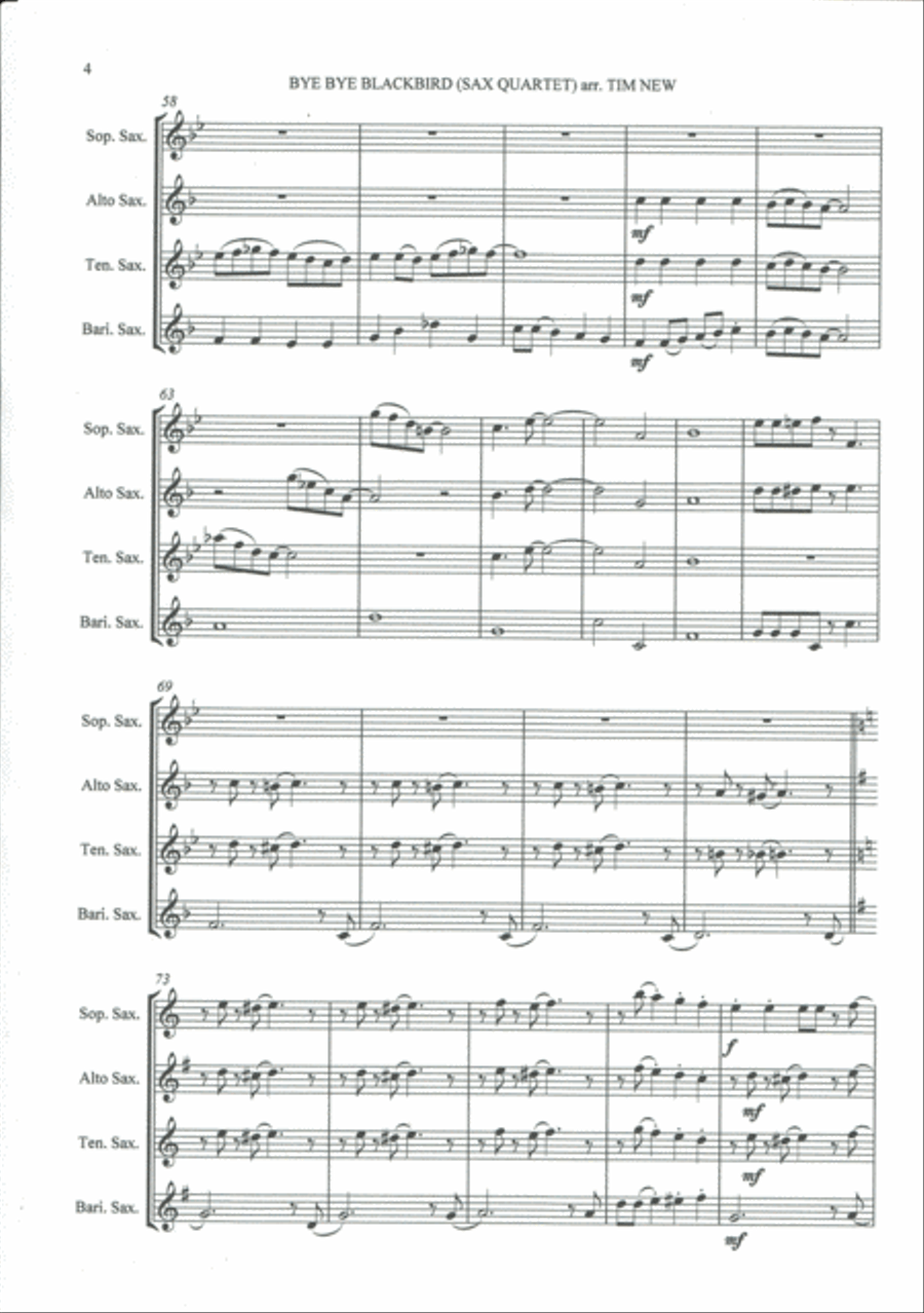 Bye Bye Blackbird Bye Bye Blackbird Woodwind Quartet scores gallery preview page 4