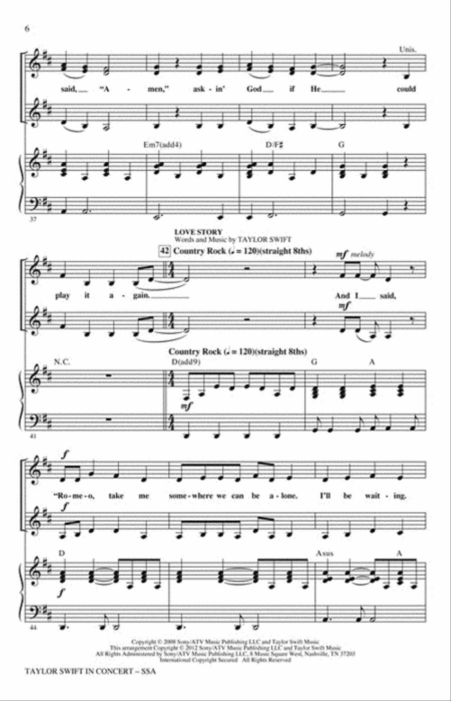 Taylor Swift in Concert SSA scores gallery preview page 3