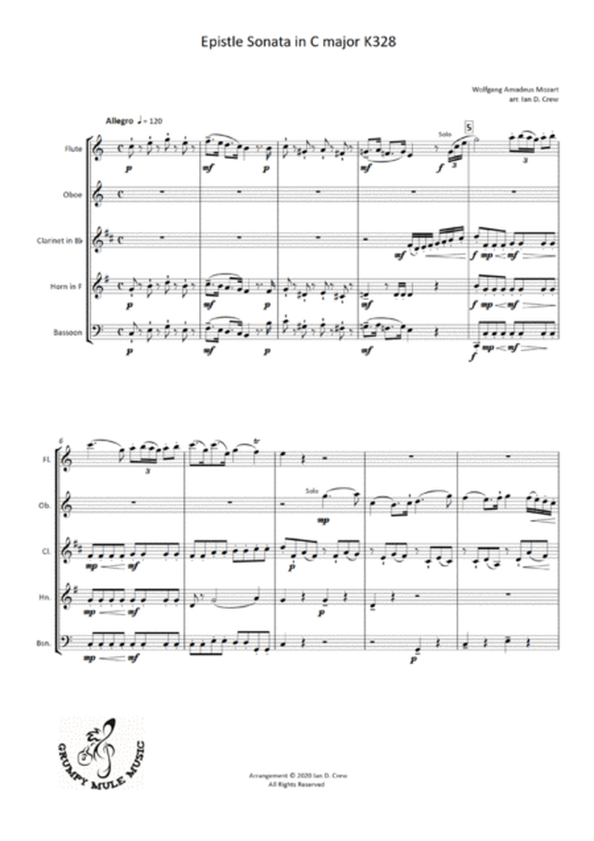 Mozart - Epistle Sonata in C K328 image number null