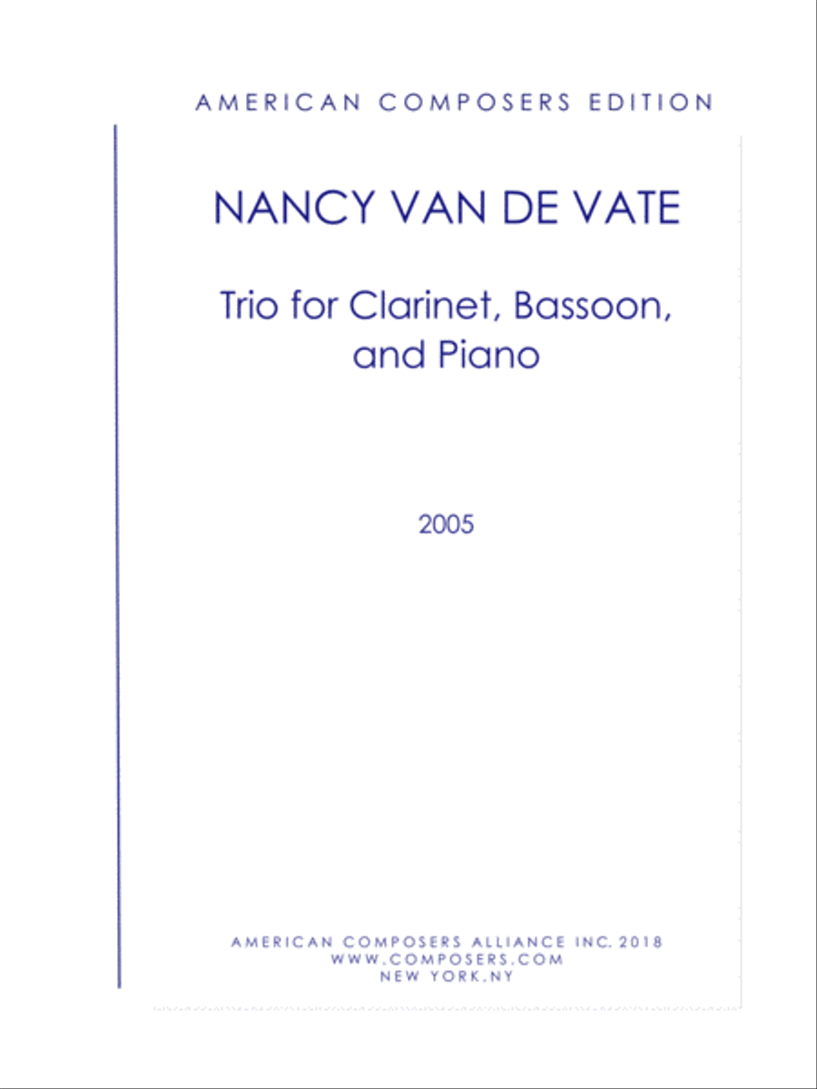 [Van de Vate] Trio for Clarinet, Bassoon, and Piano