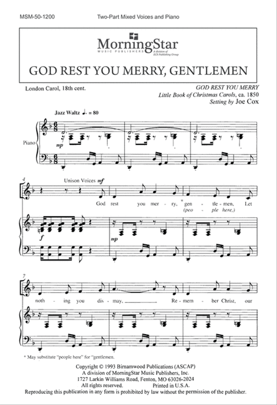 God Rest You Merry Gentlemen 2-Part scores gallery preview page 2