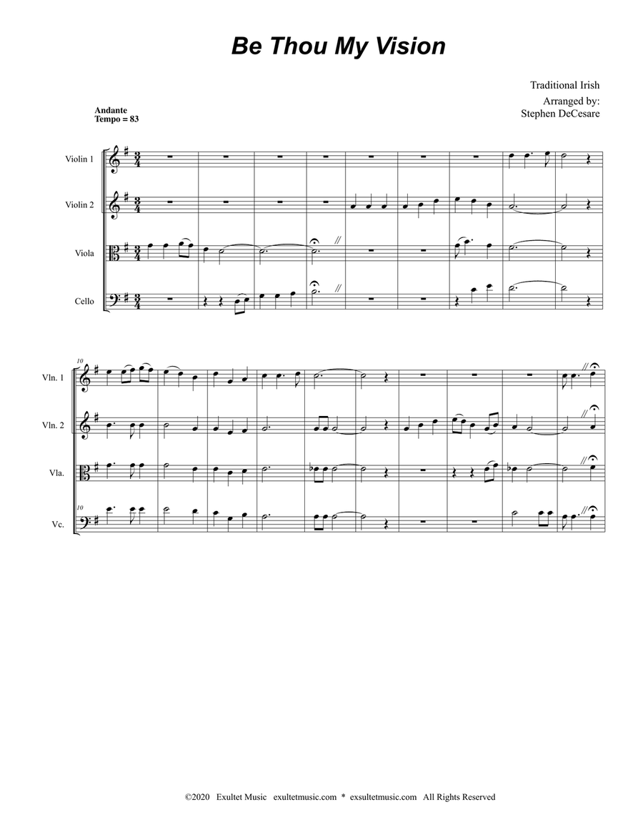 Be Thou My Vision (String Quartet and Piano) String Quartet scores gallery preview page 1