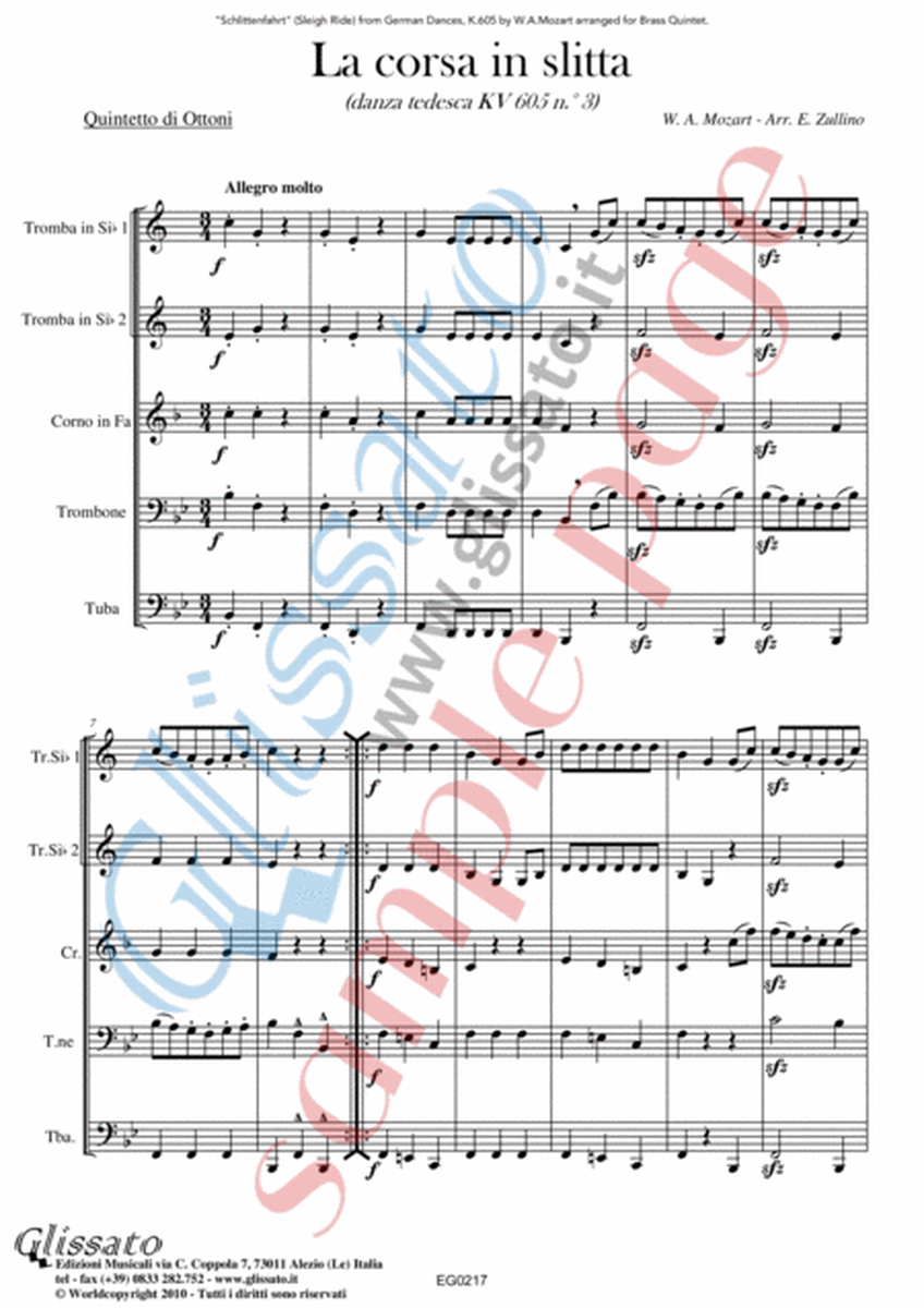 Sleigh Ride - Brass quintet/ensemble score & parts (10) image number null