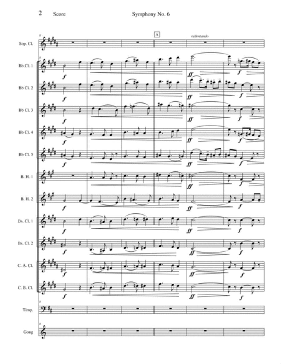 Adagio lamentaso (Mvt IV) - Symphony No. 6 Woodwind Ensemble scores gallery preview page 2
