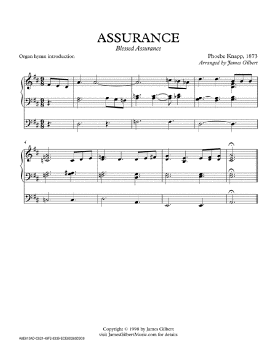ASSURANCE (Blessed Assurance) Organ Solo scores gallery preview page 1