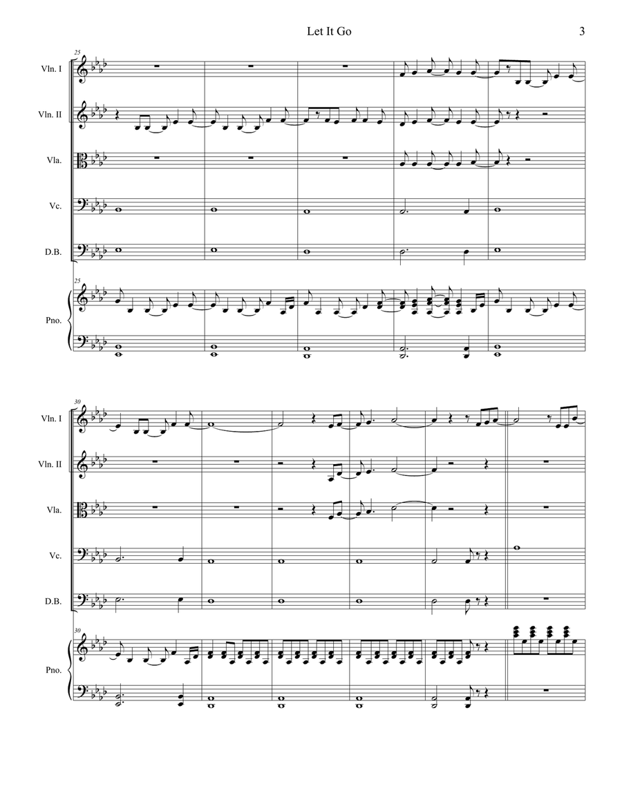 Let It Go (from Frozen) Piano Quintet scores gallery preview page 3
