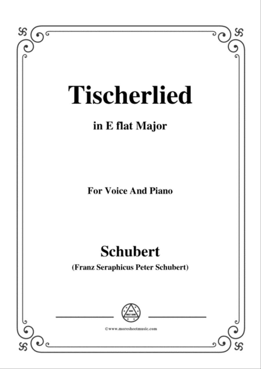 Schubert-Tischerlied,in E flat Major,for Voice&Piano Voice scores gallery preview page 1
