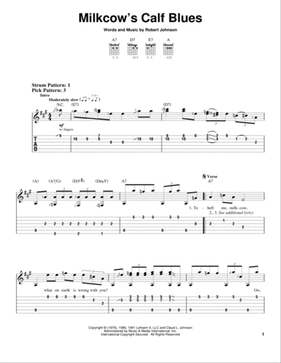 Milkcow's Calf Blues Milkcow's Calf Blues Electric Guitar scores gallery preview page 1