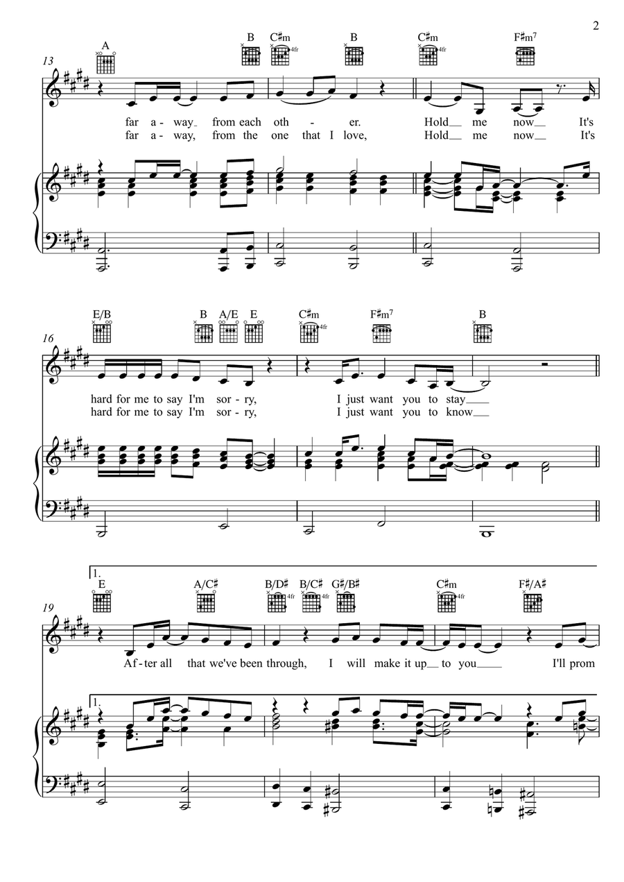 Hard To Say I'm Sorry Hard To Say I'm Sorry Piano, Vocal scores gallery preview page 2