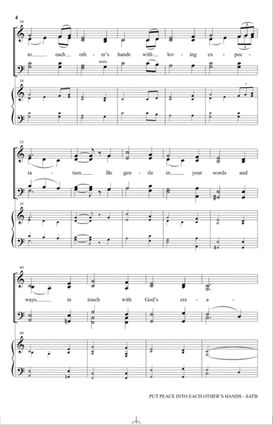 Put Peace Into Each Other's Hands (arr. John Purifoy) 4-Part scores gallery preview page 3