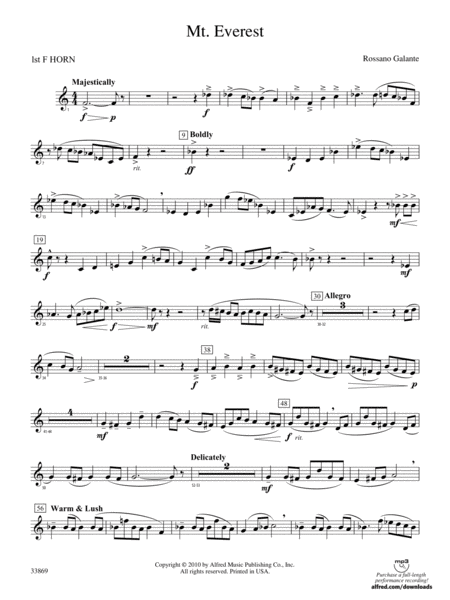 Mt. Everest: 1st F Horn by Rossano Galante Concert Band - Digital Sheet Music