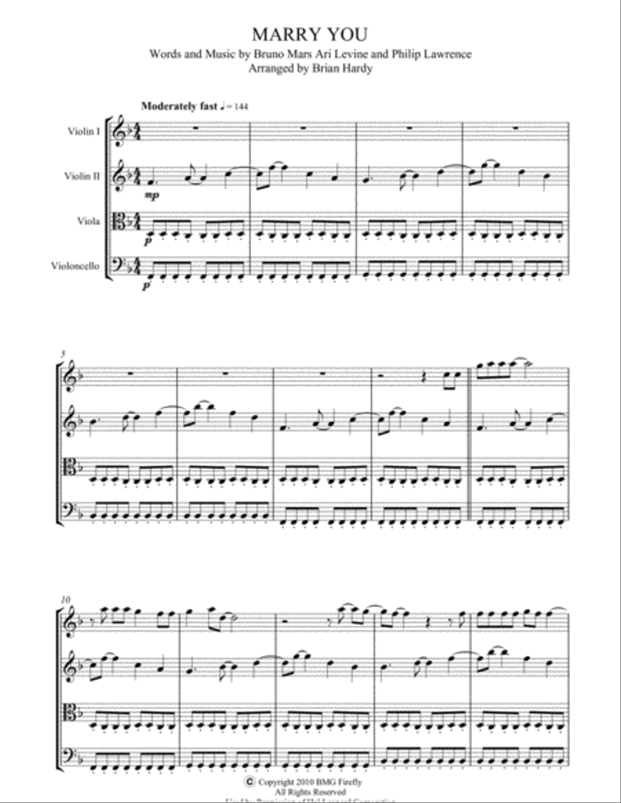 Marry You String Quartet scores gallery preview page 1