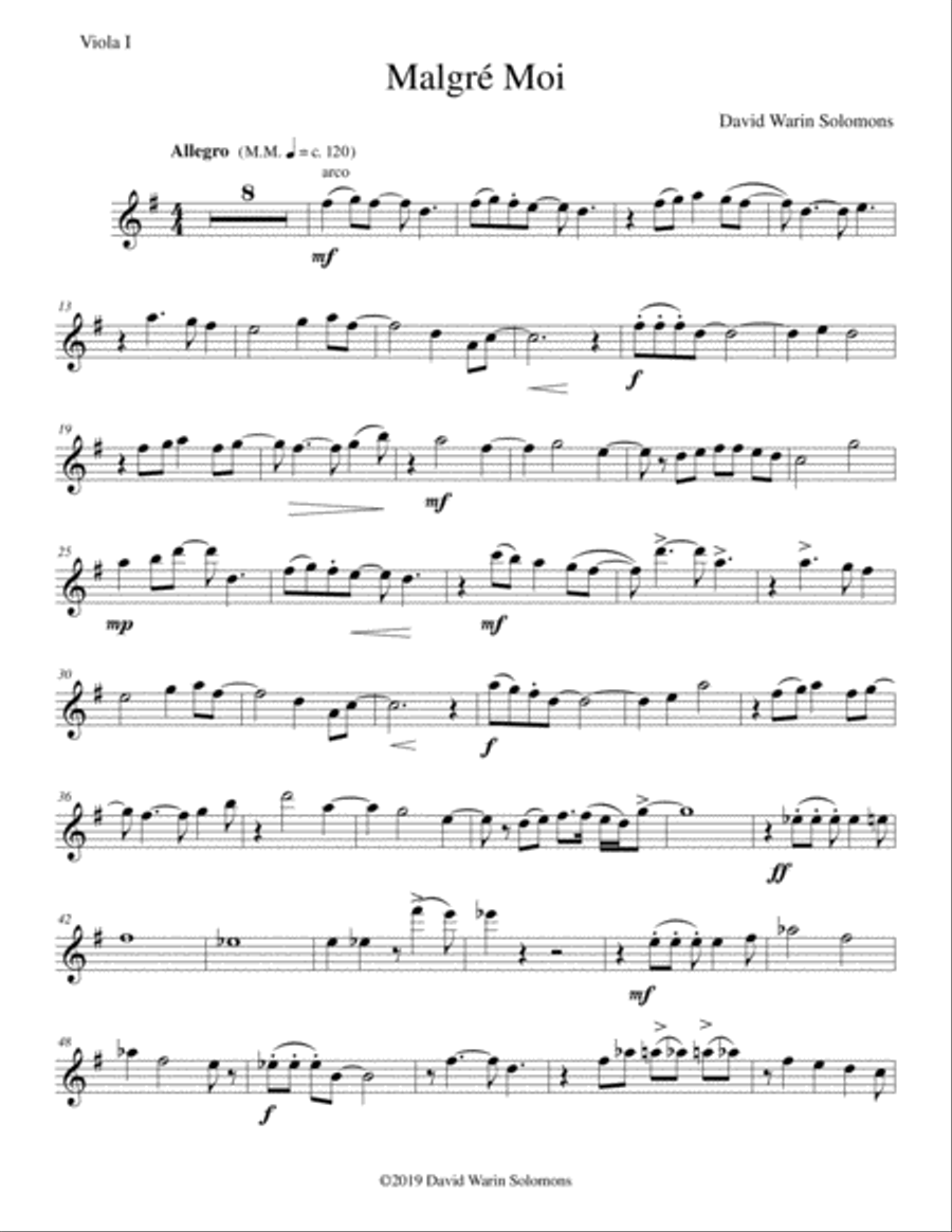 Malgré Moi for 5 violas Viola Solo scores gallery preview page 6