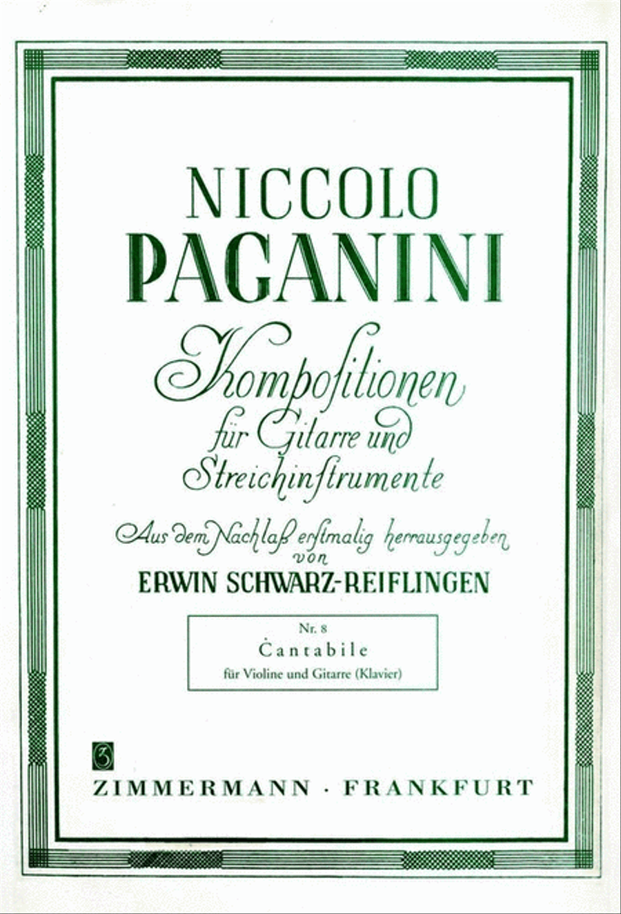 Paganini - Cantabile For Violin/Guitar (Piano) Violin scores gallery preview page 1
