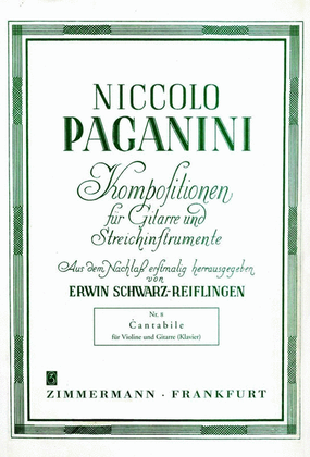 Book cover for Paganini - Cantabile For Violin/Guitar (Piano)