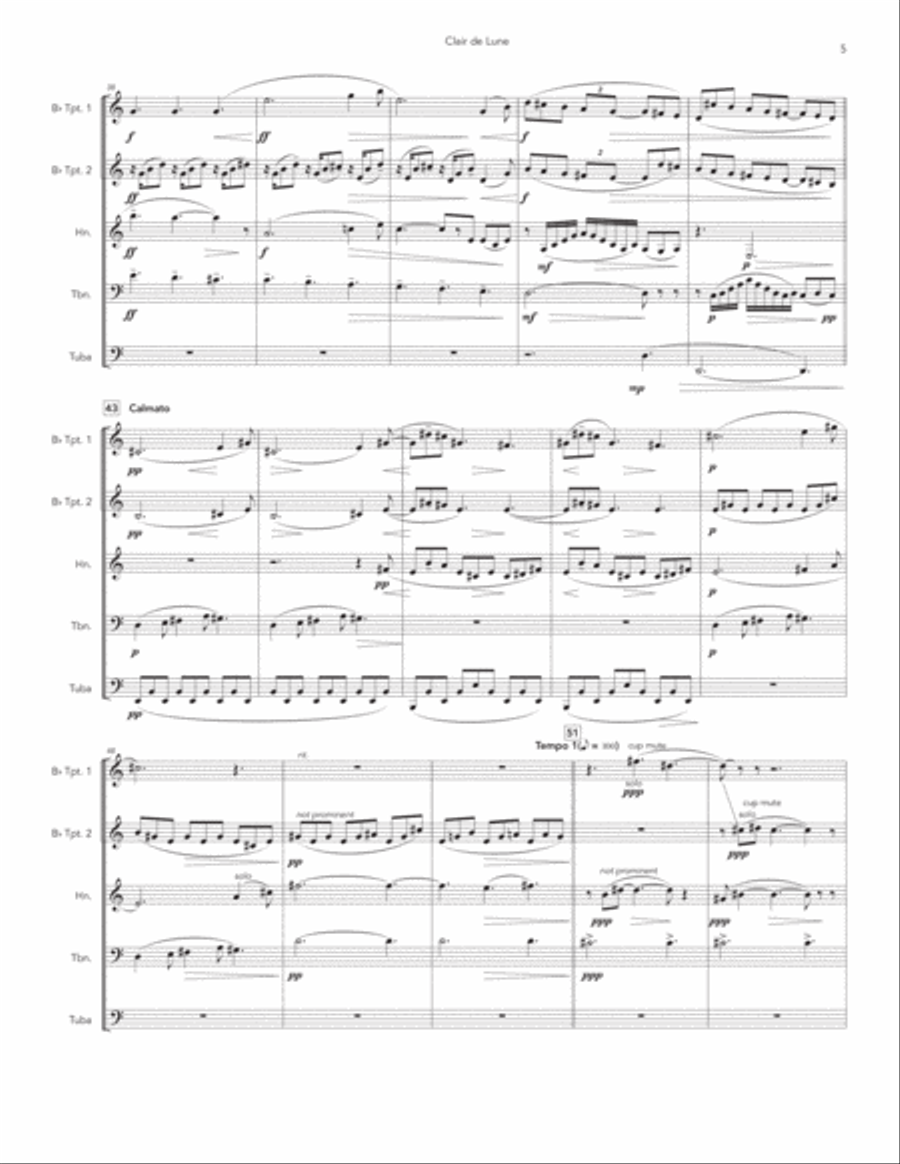 Clair de Lune for Brass Quintet Brass Quintet scores gallery preview page 5
