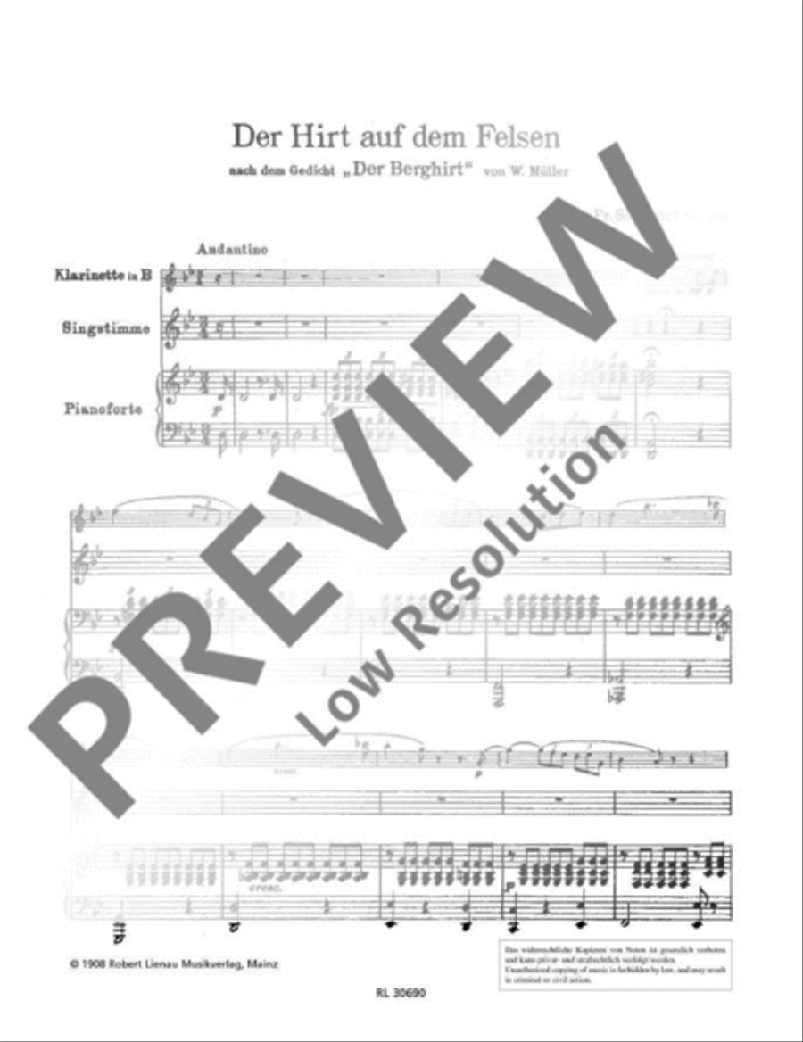 Der Hirt auf dem Felsen Der Hirt auf dem Felsen Clarinet scores gallery preview page 4