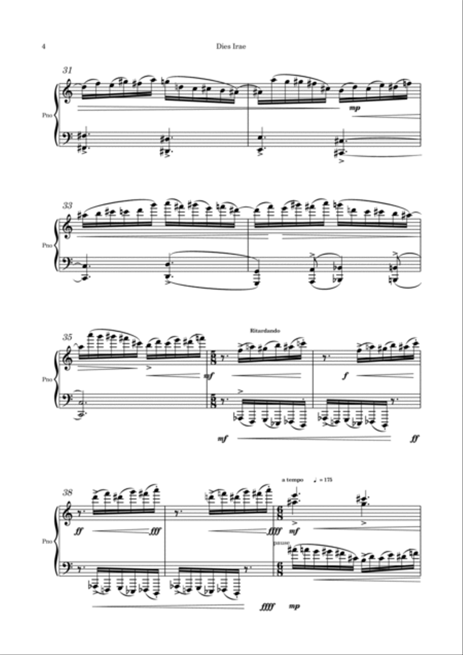 Dies Irae Dodecaphonic Piano Solo scores gallery preview page 6