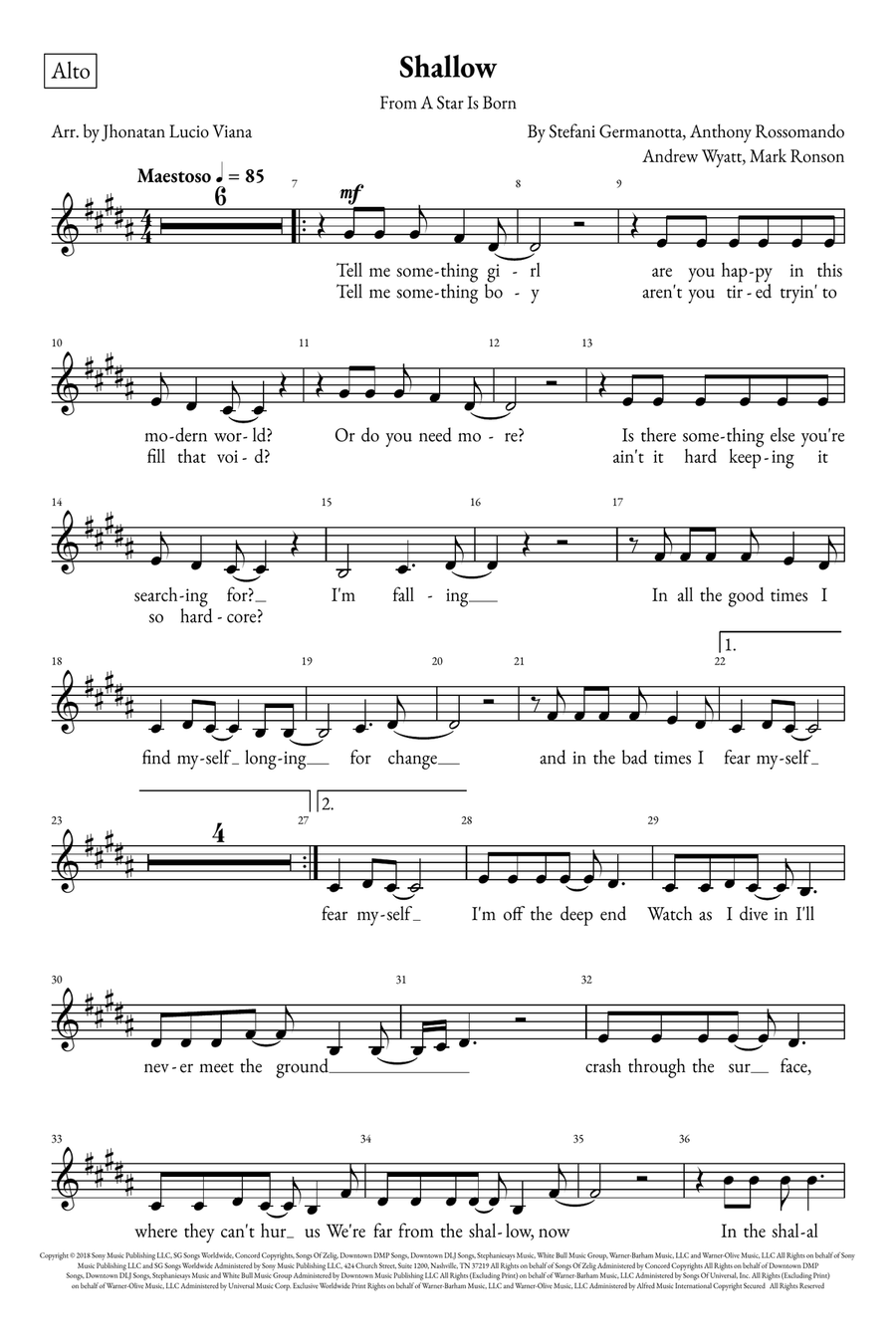Shallow A Cappella scores gallery preview page 6