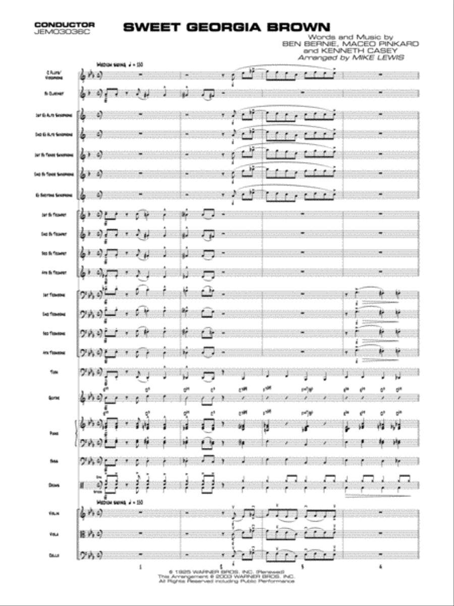Sweet Georgia Brown: Score