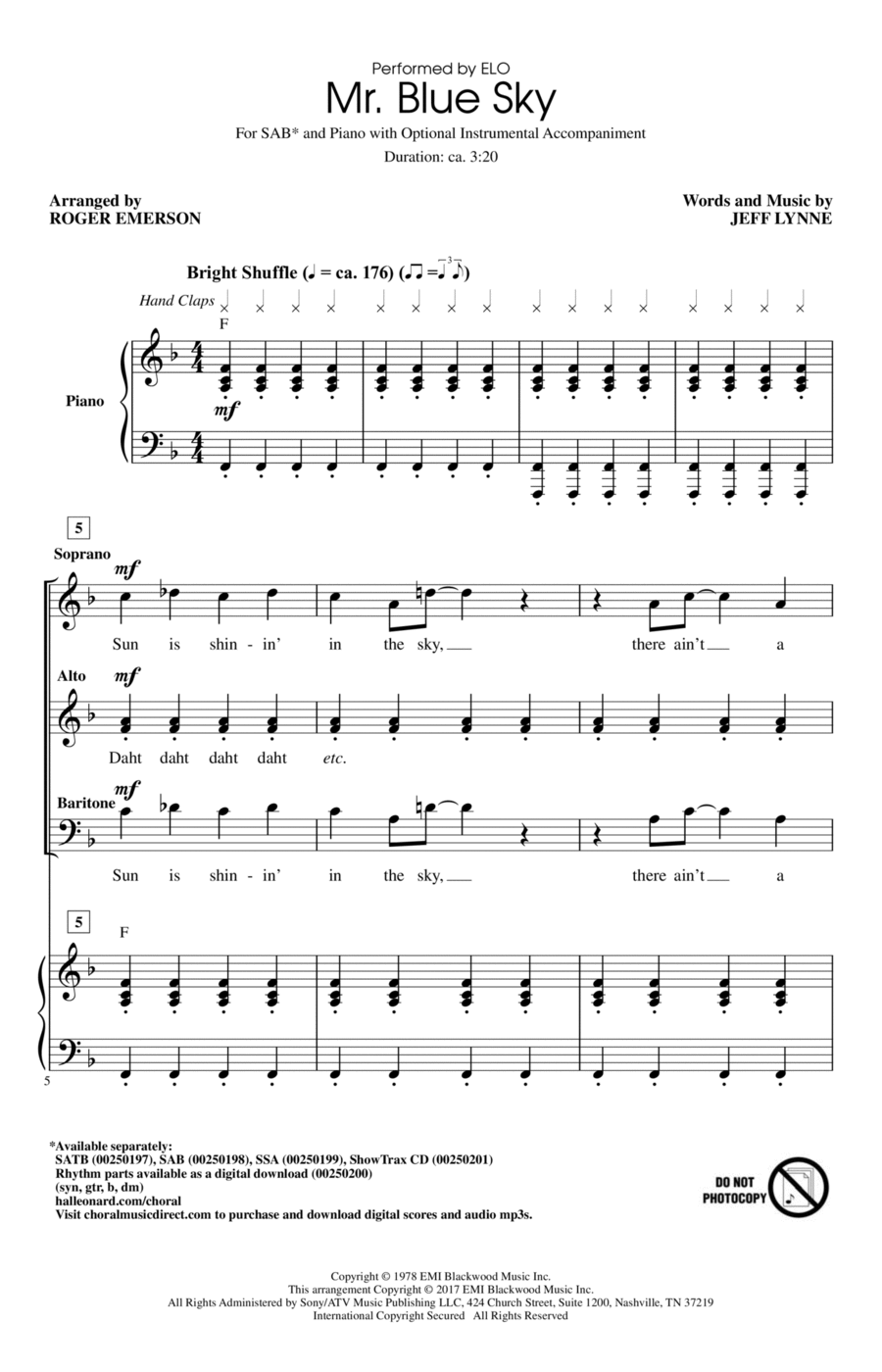 Mr. Blue Sky 3-Part scores gallery preview page 1