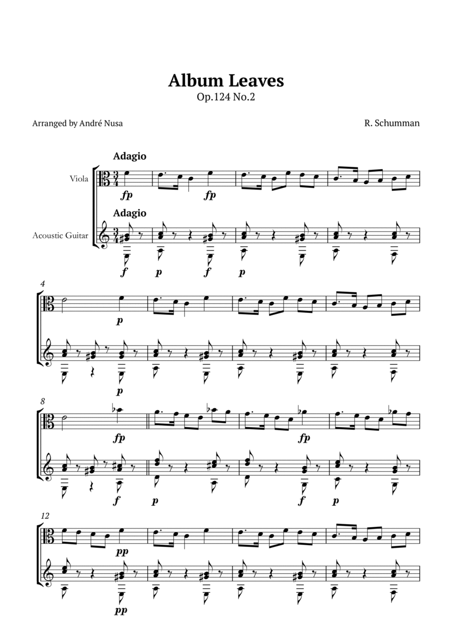 Album Leaves Op.124 No.2 String Duet scores gallery preview page 1