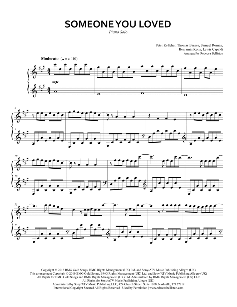 Someone You Loved Piano Solo scores gallery preview page 1