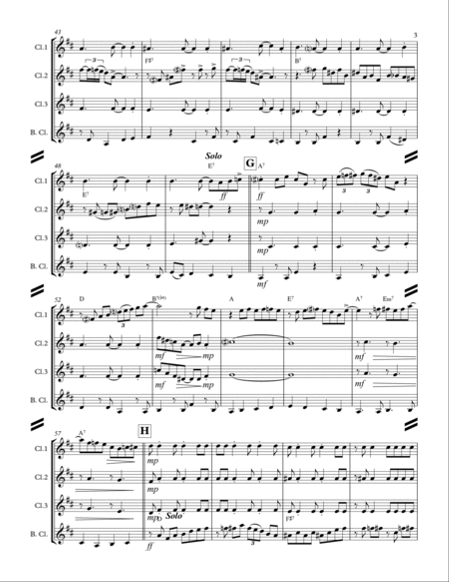 Who’s Sorry Now? (for Clarinet Quartet) Clarinet Quartet scores gallery preview page 4