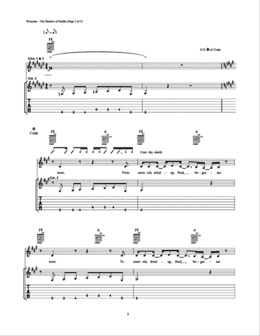 The Shadow of Seattle The Shadow of Seattle Electric Guitar scores gallery preview page 3