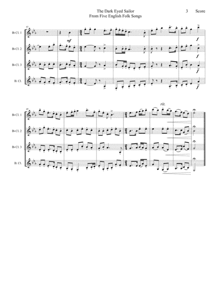 The Dark Eyed Sailor - set for Clarinet Quartet image number null