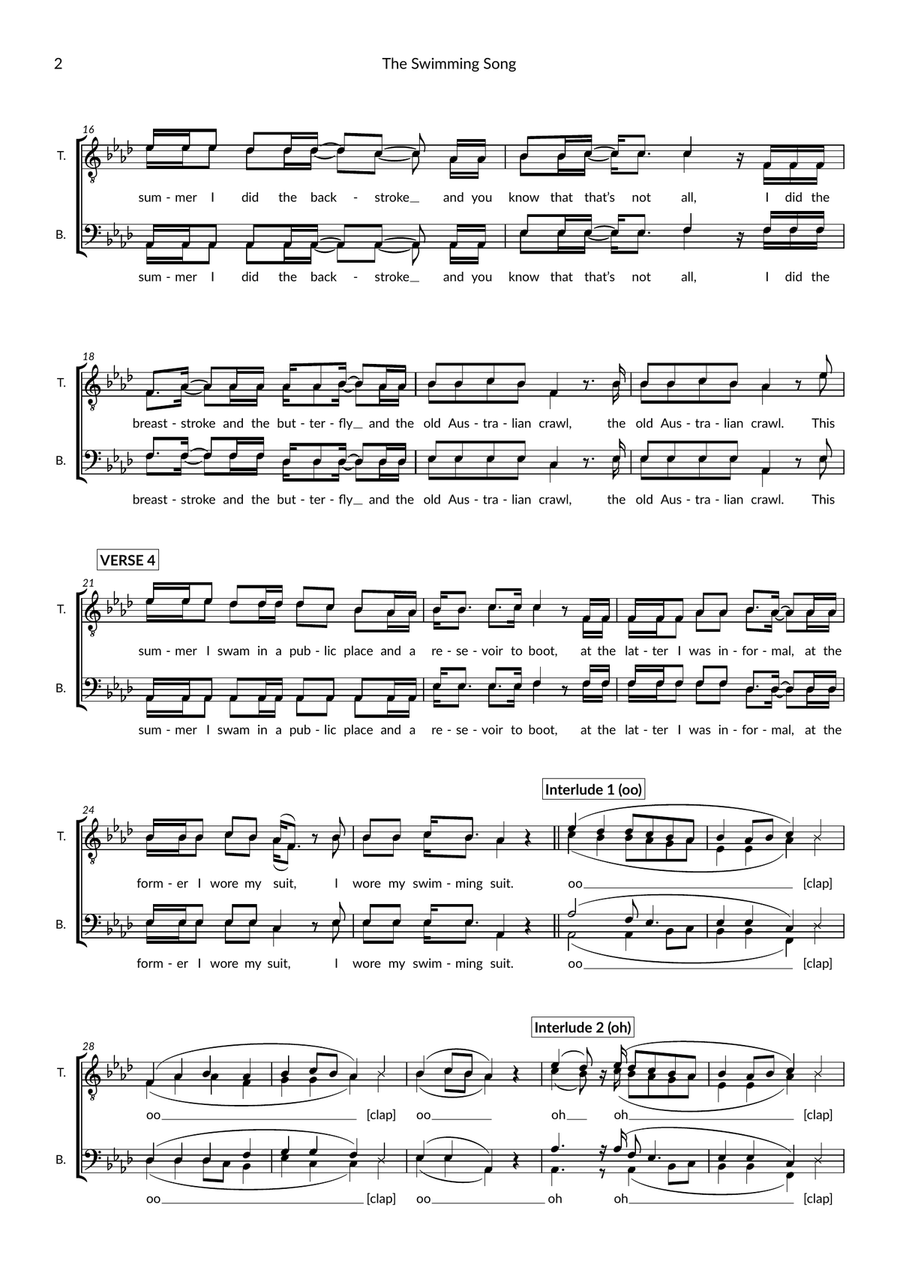 The Swimming Song (arr. Dom Stichbury) TTBB scores gallery preview page 2