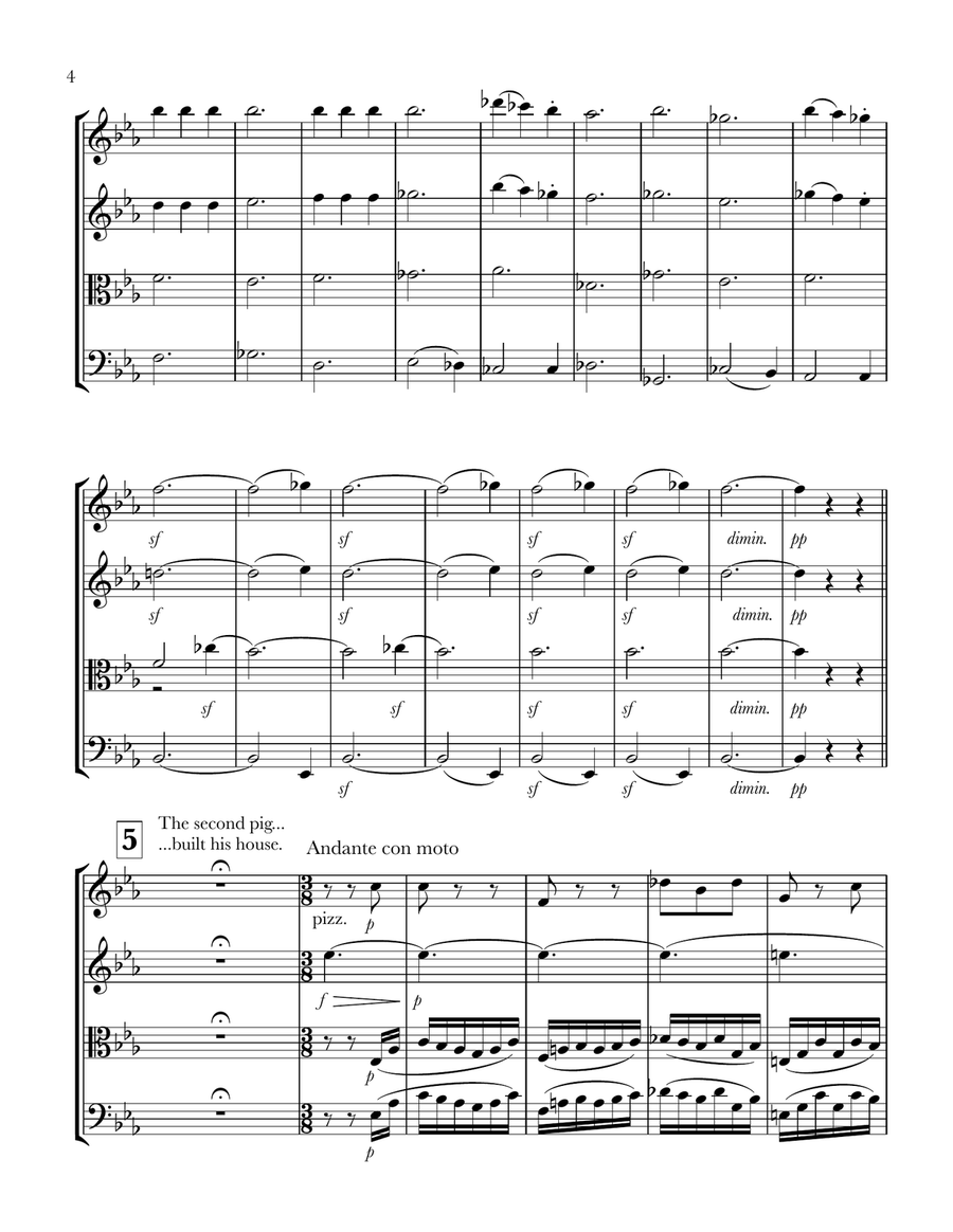 The Three Little Pigs Answer Beethoven Five for String Quartet String Quartet scores gallery preview page 5