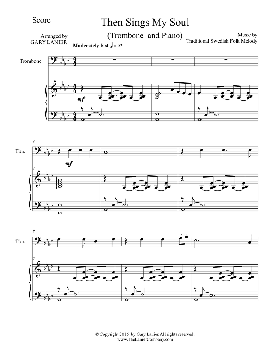 THEN SINGS MY SOUL (For Trombone & Piano with Parts) Piano scores gallery preview page 2