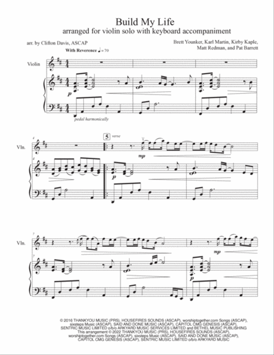 Build My Life Violin Solo scores gallery preview page 2