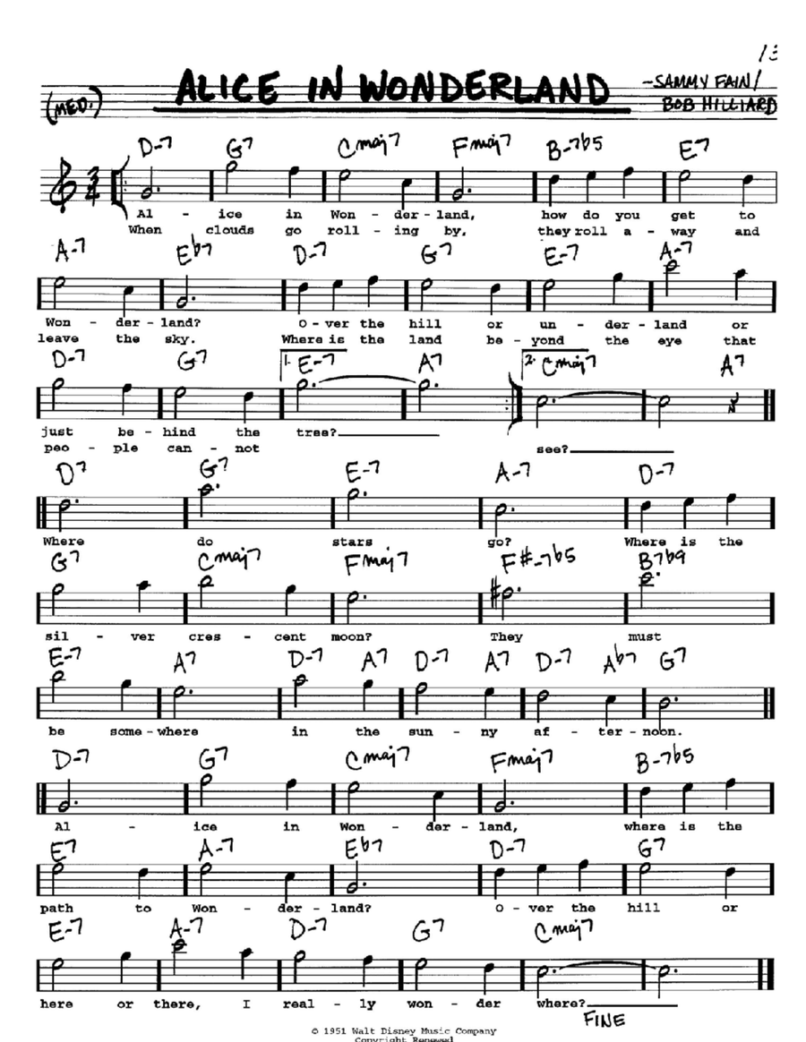 Alice In Wonderland Voice scores gallery preview page 1