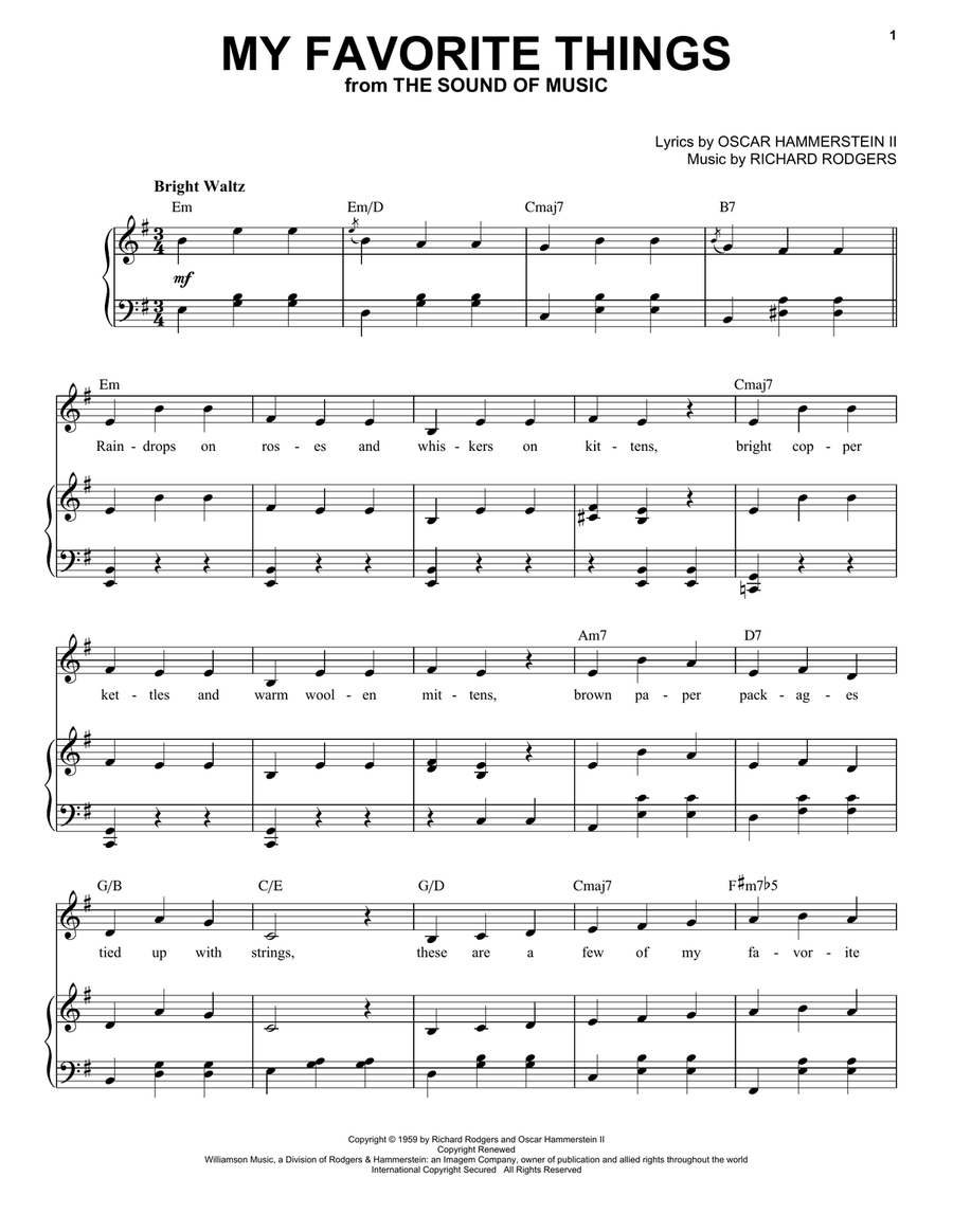 My Favorite Things (from The Sound of Music) Voice scores gallery preview page 1