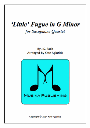 Book cover for 'Little' Fugue in G Minor - For Saxophone Quartet