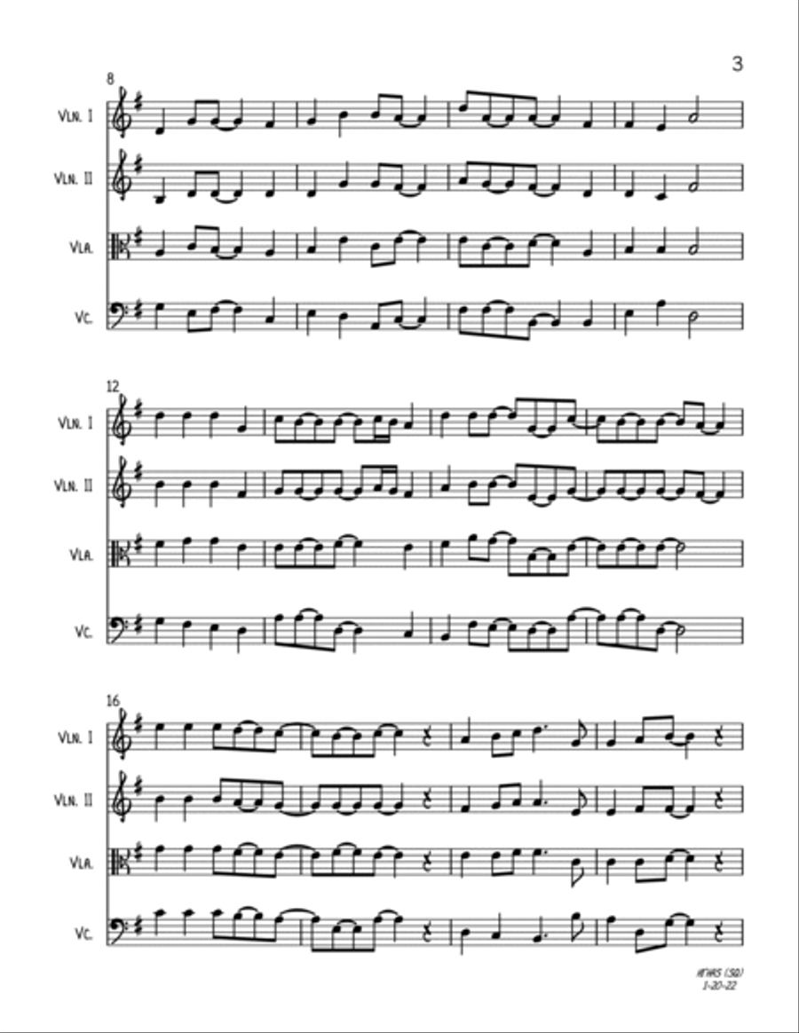 Hark! The Herald Angels Sing (String Quartet) String Quartet scores gallery preview page 3