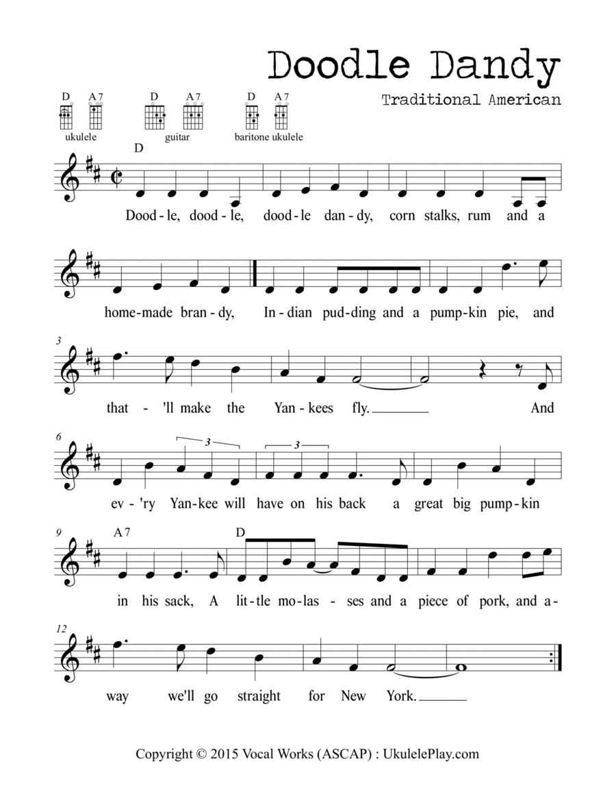 Doodle Dandy (Traditional American Folk Song) Easy Piano scores gallery preview page 1
