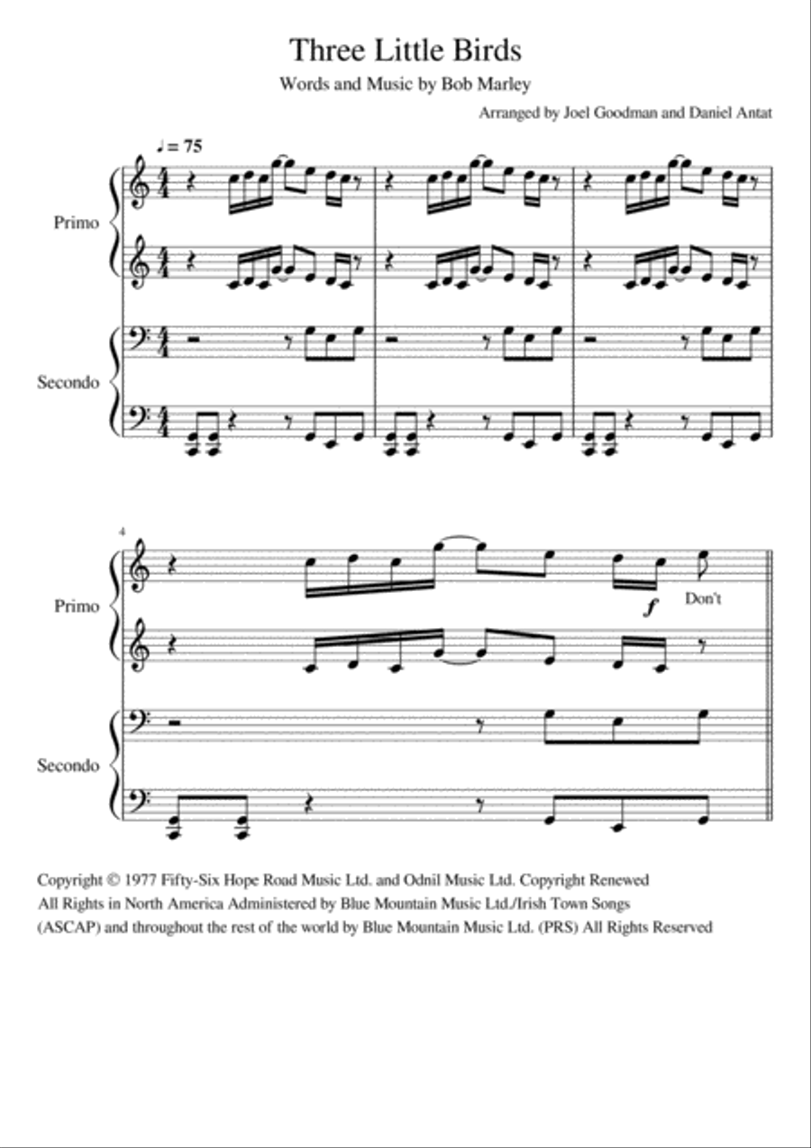 Three Little Birds Piano scores gallery preview page 1