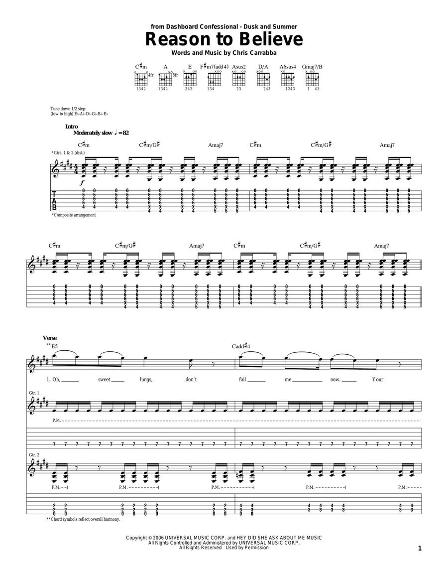 Reason To Believe Acoustic Guitar scores gallery preview page 1