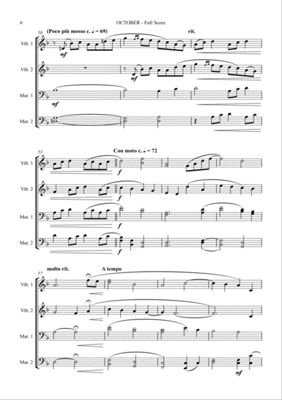 October (Alleluia) for Mallet Quartet (arr. Joby Burgess) - Full Score Percussion Ensemble scores gallery preview page 6